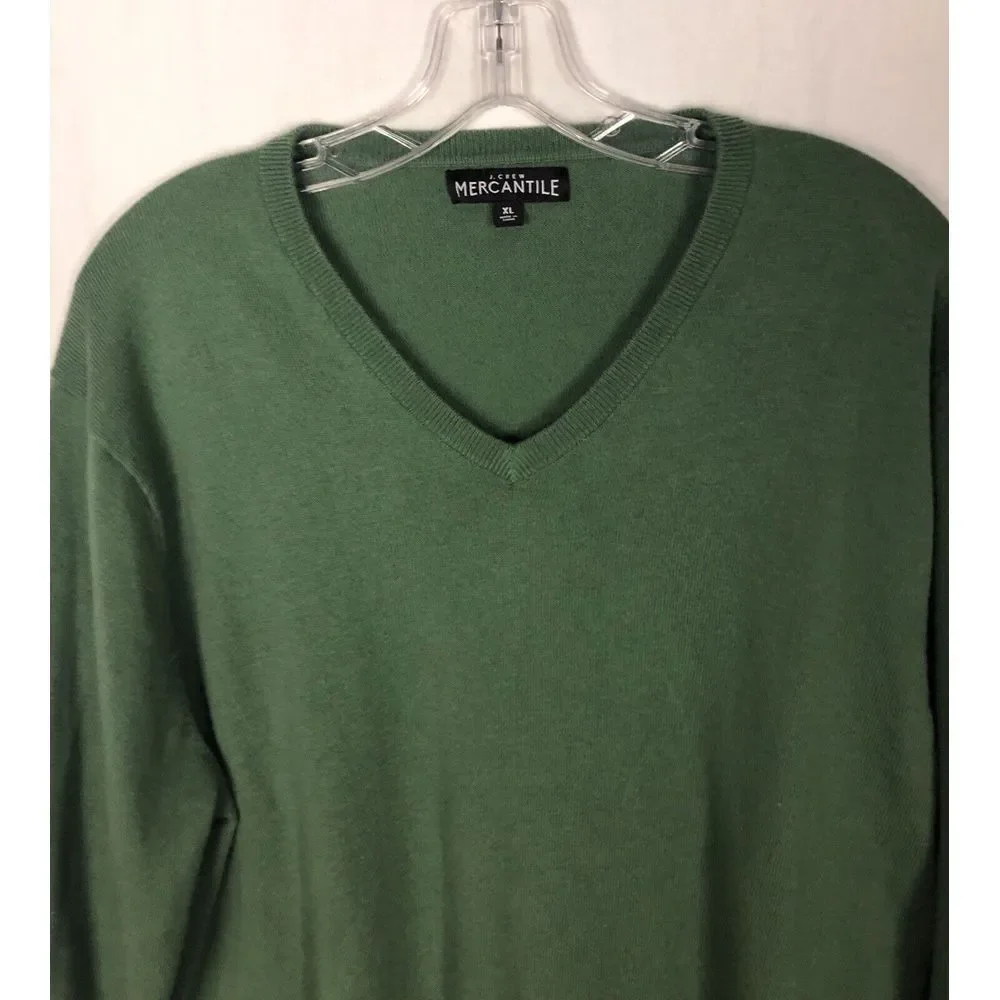 J. Crew Mercantile Men's Green‎ V Neck Lightweight Sweater Size XL